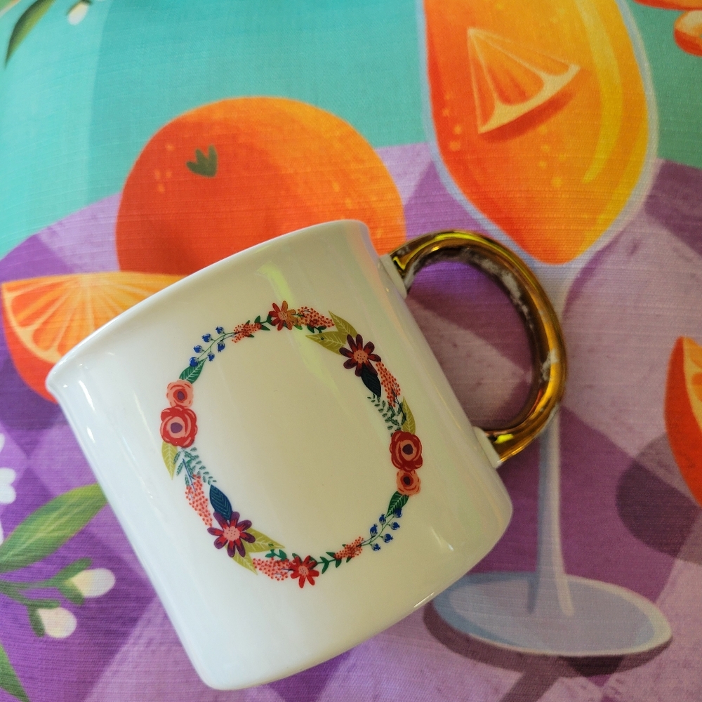 Opalhouse Monogram Mug Letter "O" ~ Pretty Floral Design -Target ~ Porcelain